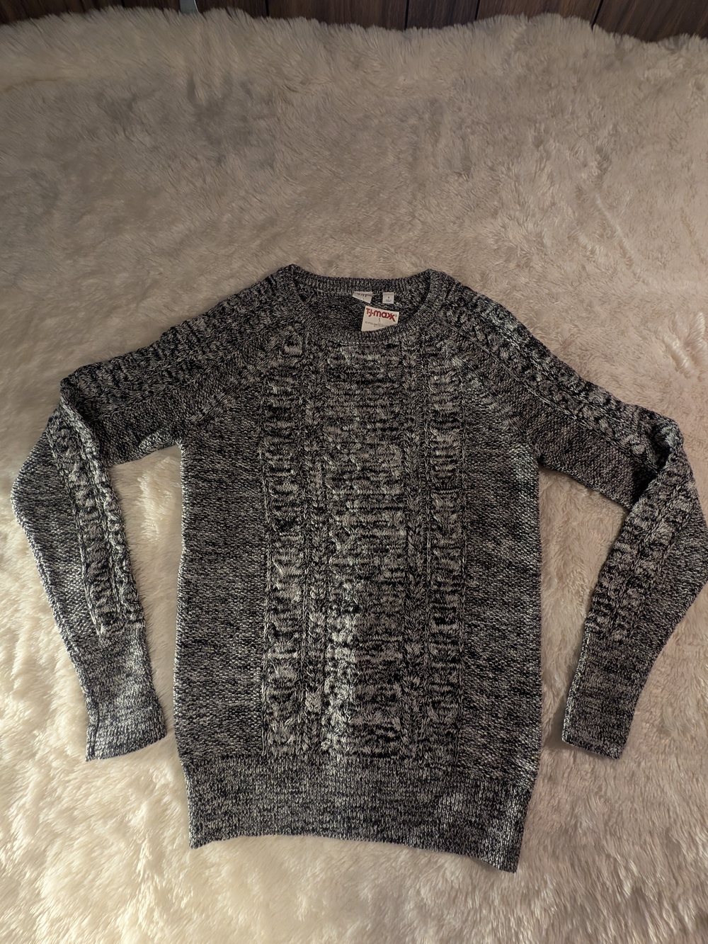 GAP Black and White Marled Cable Crewneck Sweater  NWT